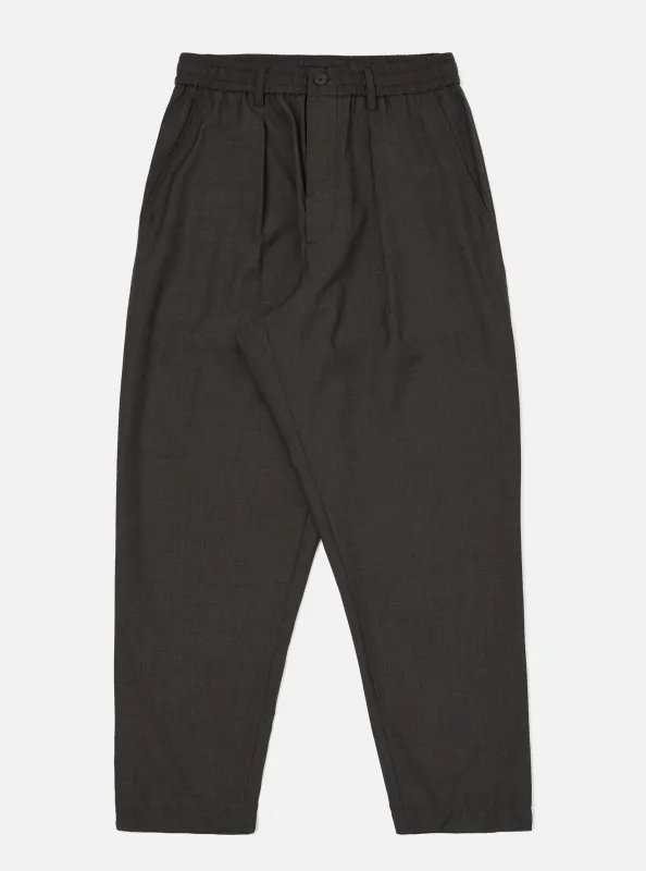 Brown Marl Tropical Suiting Pleated Track Pant made by Universal Works