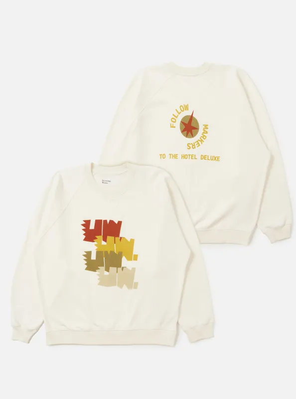 Ecru Brush Back Sweat FM Raglan Sweatshirt made by Universal Works