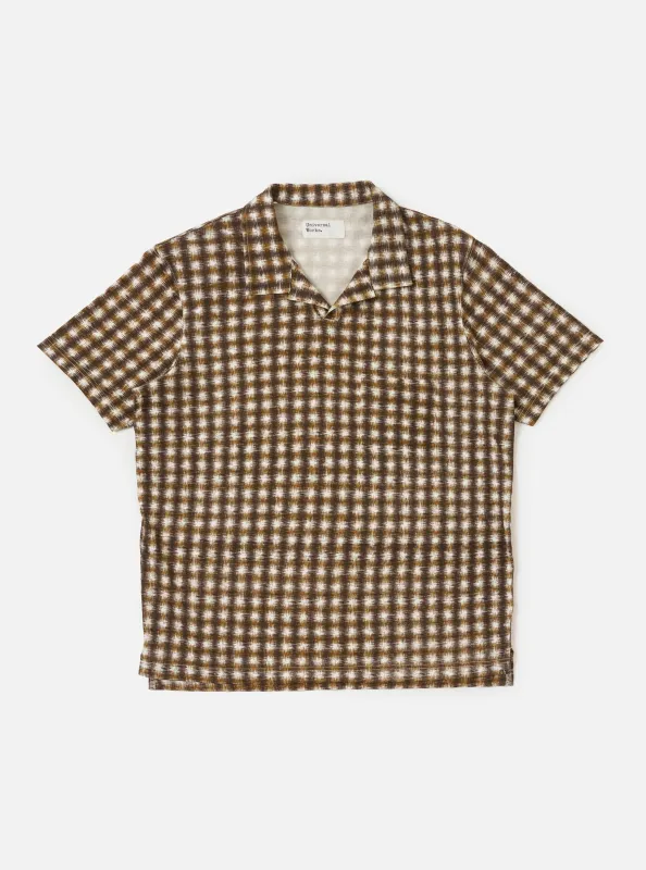 Brown Sound Wave Jersey Vacation Polo made by Universal Works