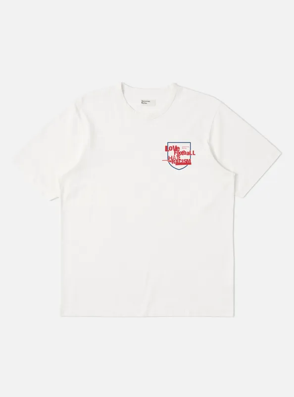 White Single Jersey Charity Football Tee made by Universal Works