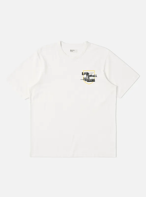 White Single Jersey Charity Football Tee made by Universal Works