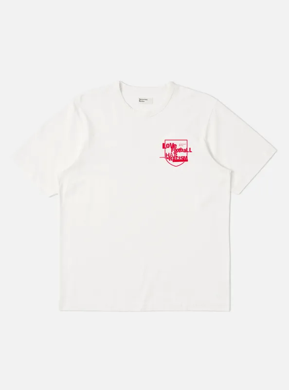 White Single Jersey Charity Football Tee made by Universal Works