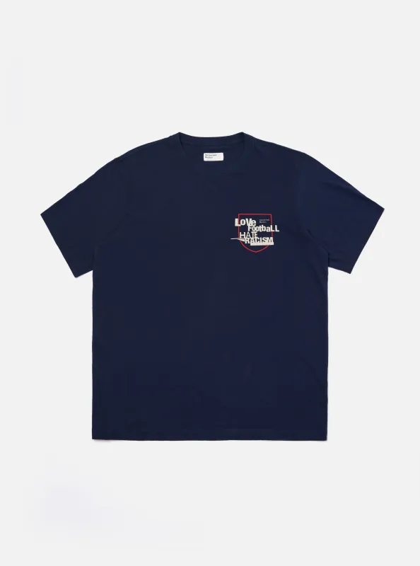 Navy Single Jersey Charity Football Tee made by Universal Works