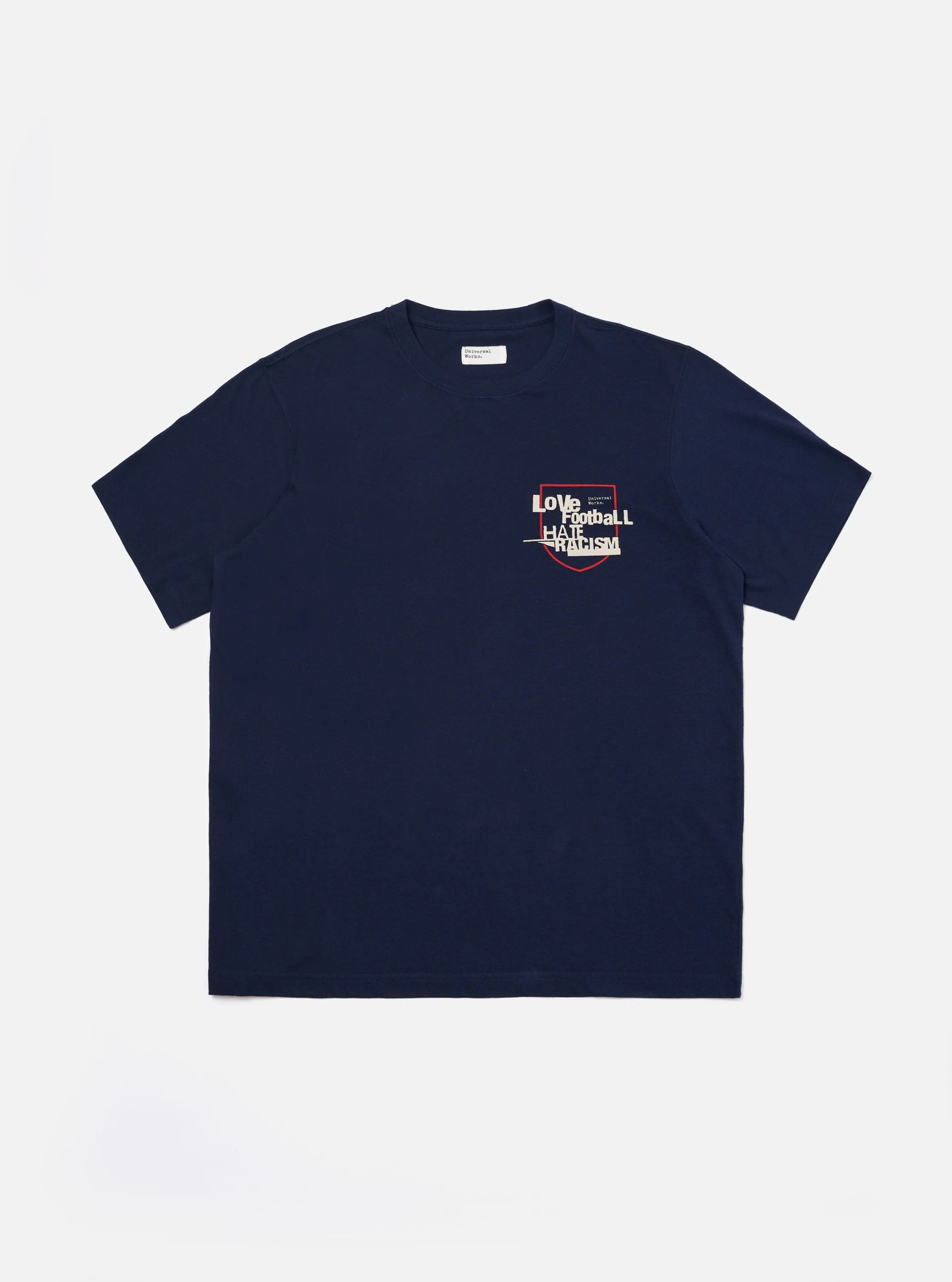 Navy Single Jersey Charity Football Tee sold by Universal Works