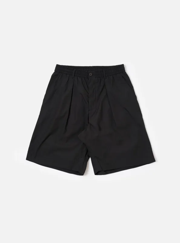 master-piece x Universal Works Black Recycled Polytech Pleated Track Short made by Universal Works