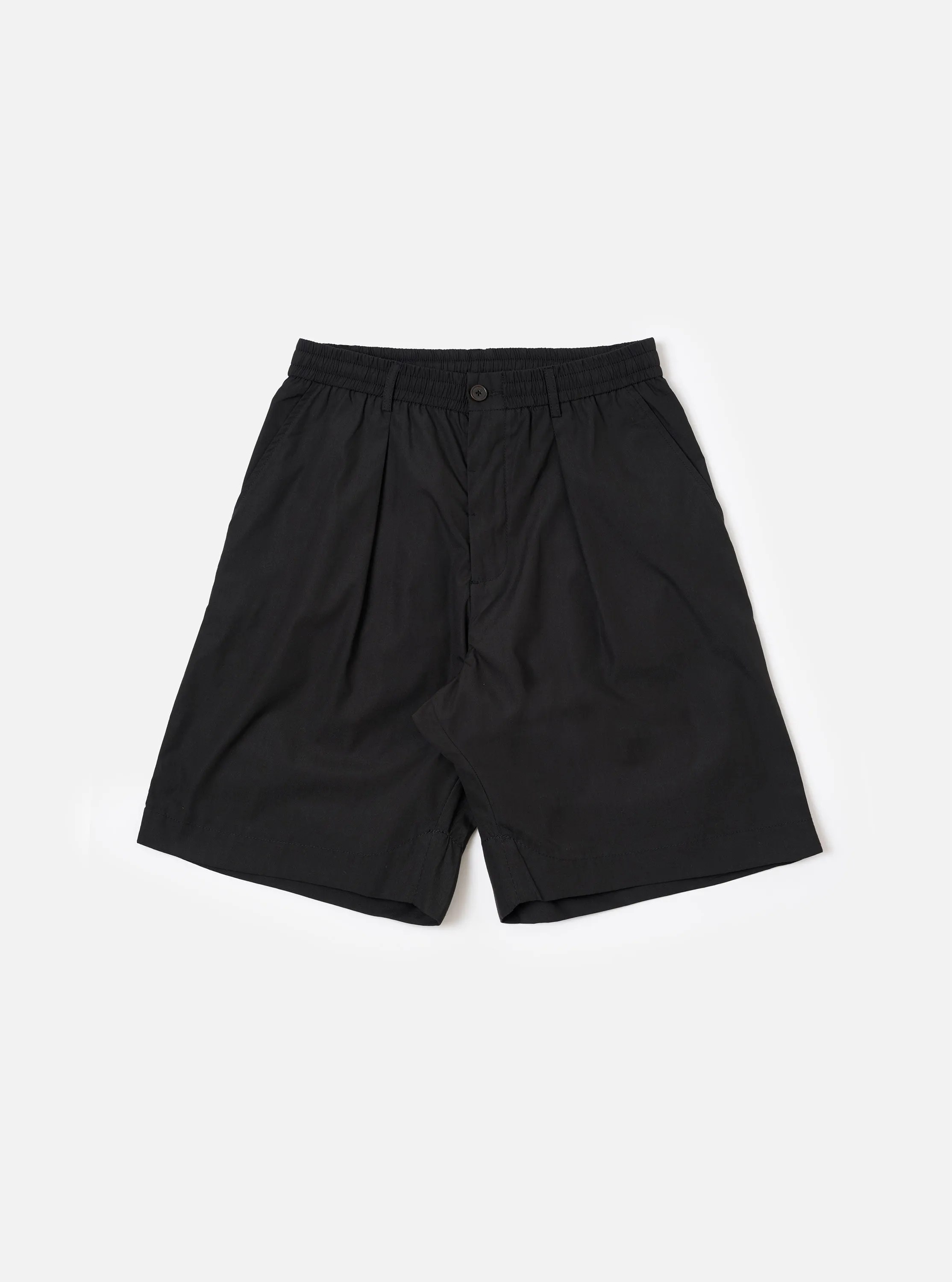 master-piece x Universal Works Black Recycled Polytech Pleated Track Short sold by Universal Works
