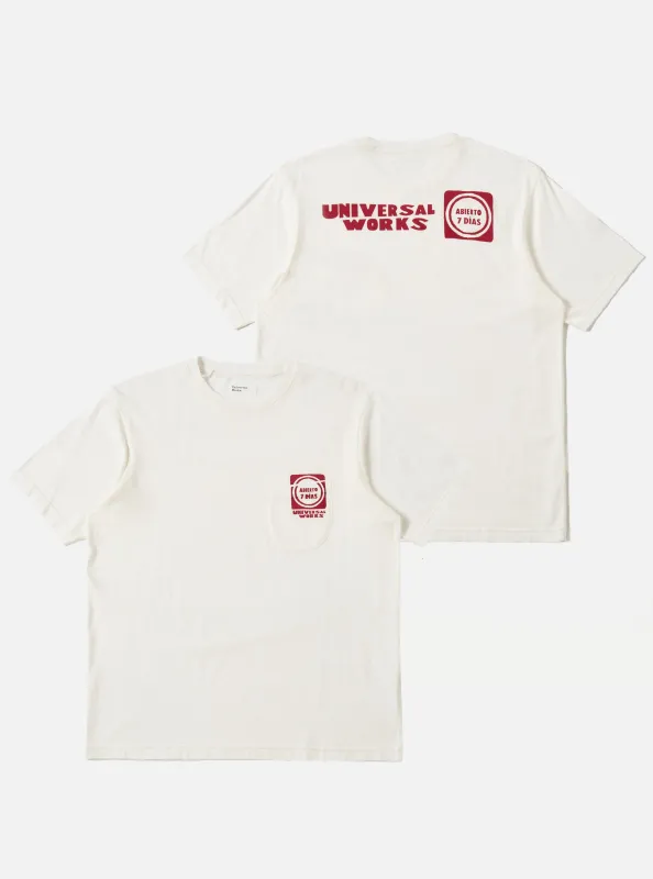 Ecru/Red Single Jersey Print Pocket Tee made by Universal Works