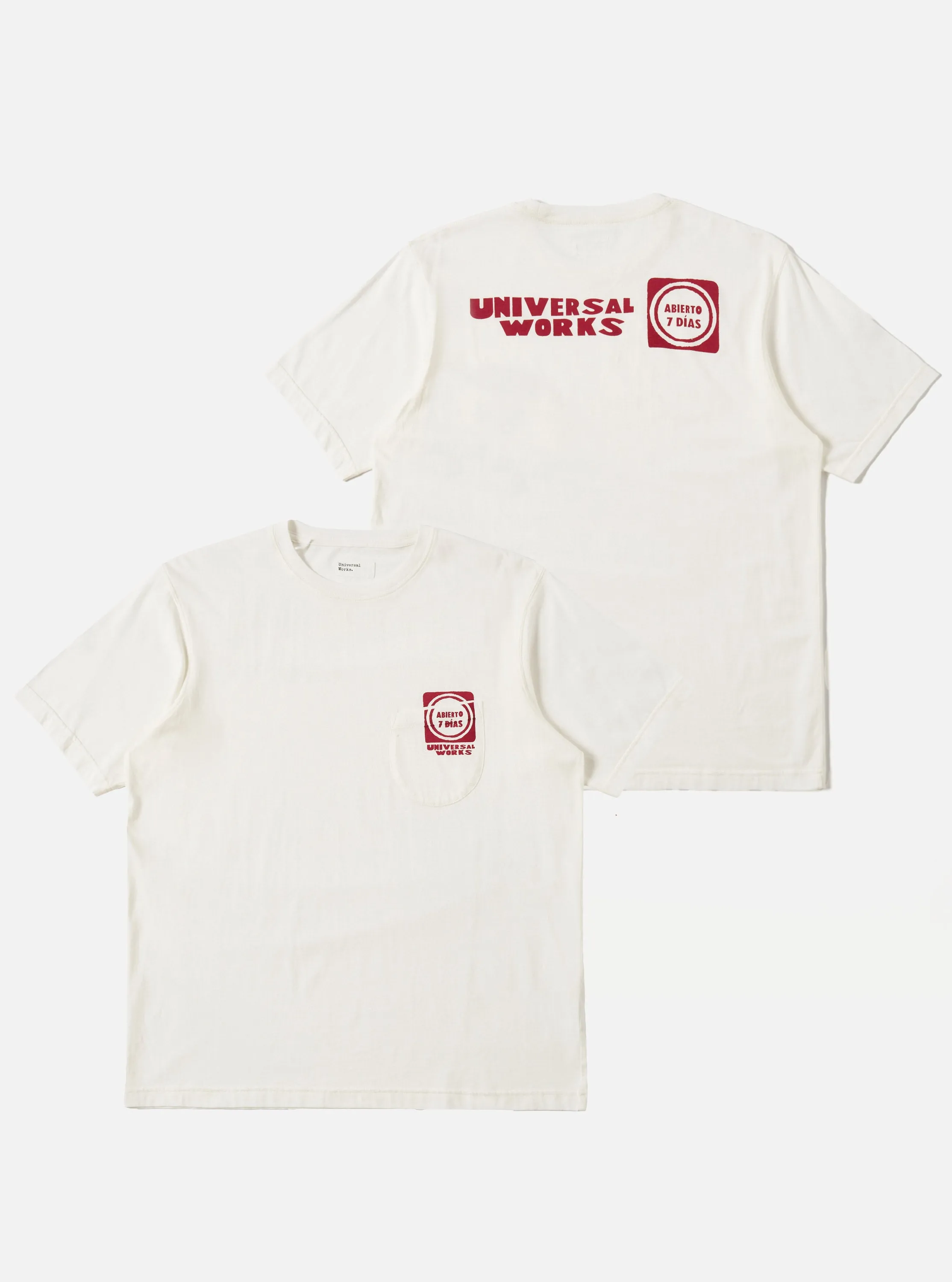 Ecru/Red Single Jersey Print Pocket Tee sold by Universal Works