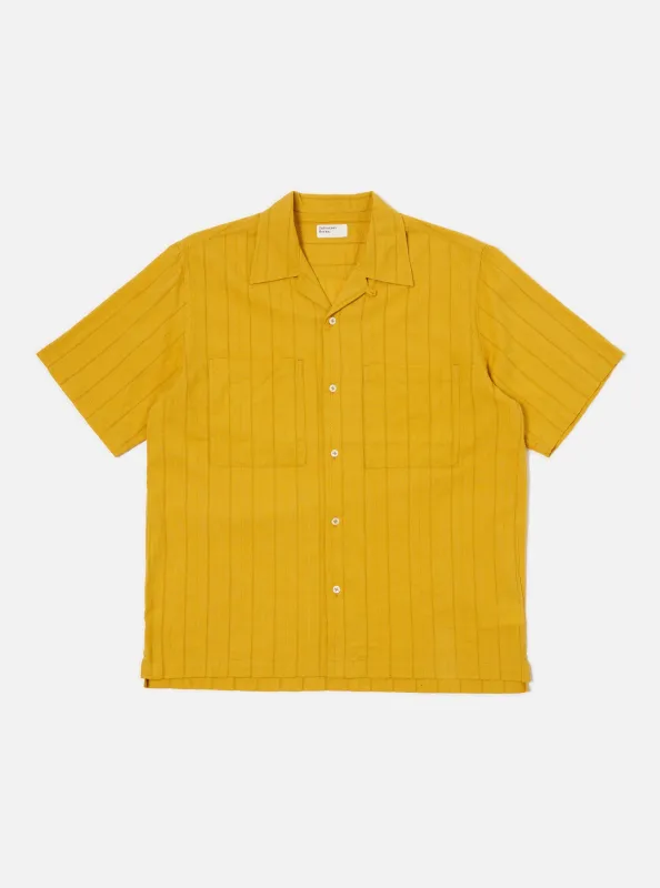 Mustard Dobby Self Stripe Camper Shirt made by Universal Works