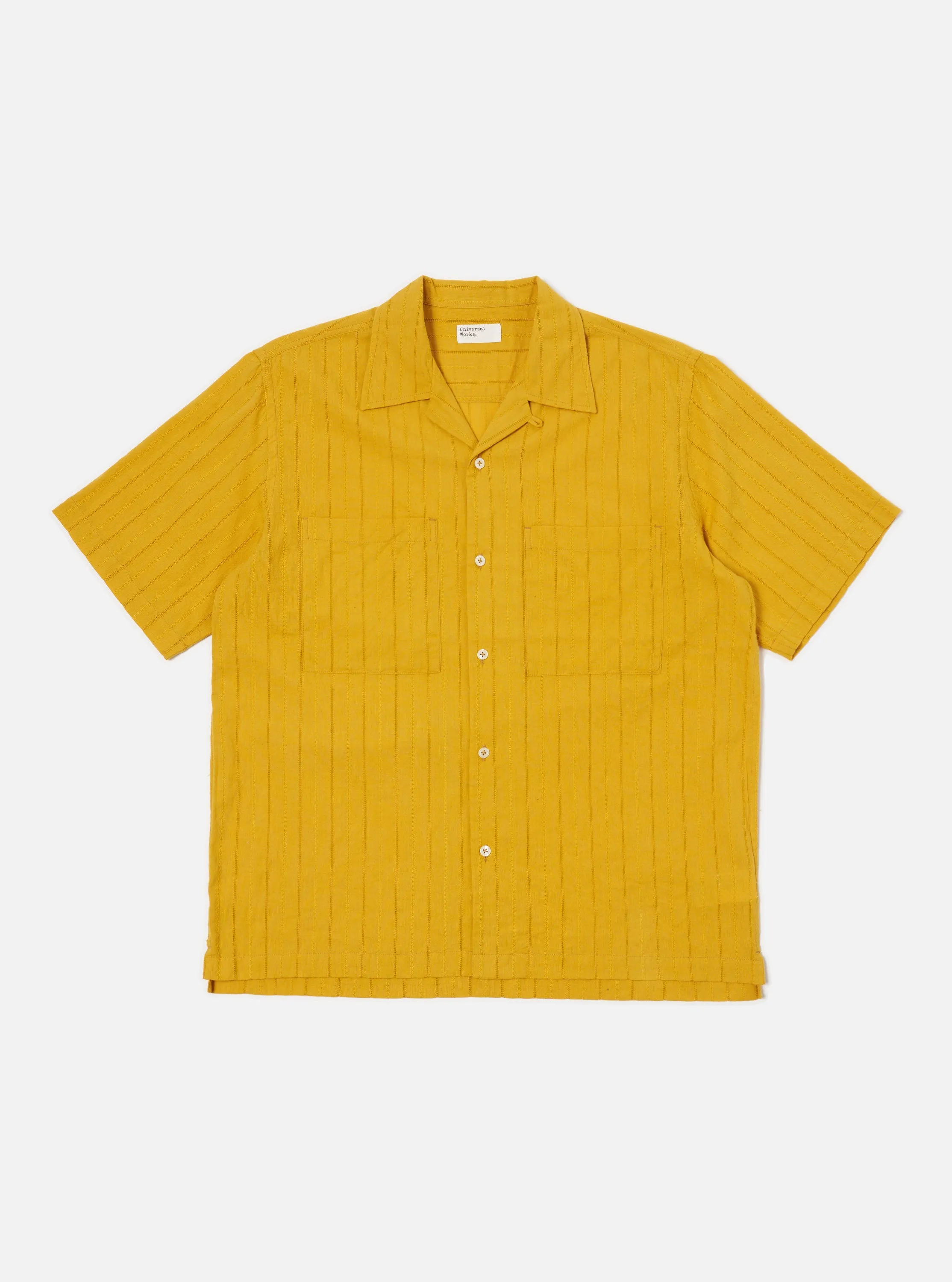 Mustard Dobby Self Stripe Camper Shirt sold by Universal Works