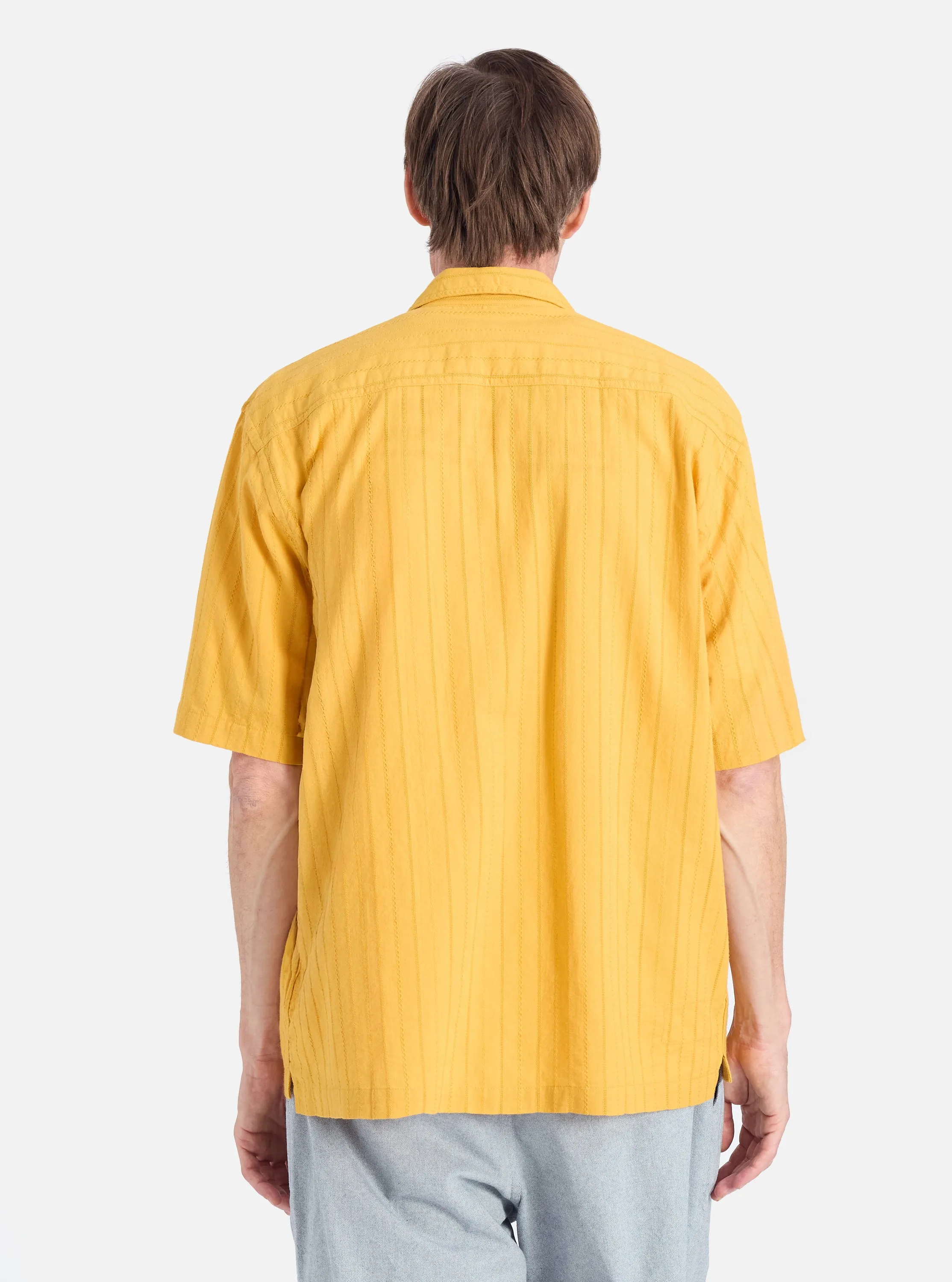 Mustard Dobby Self Stripe Camper Shirt sold by Universal Works product image thumbnail 3