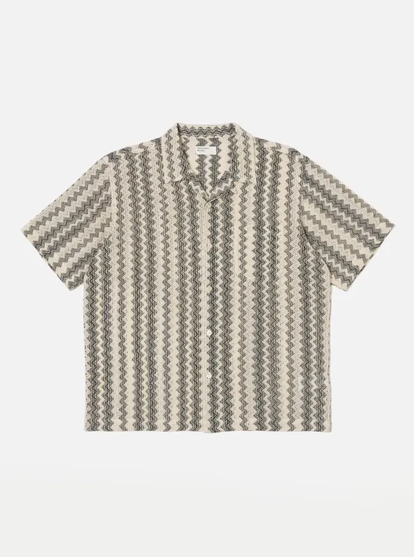 Charcoal Cotton Lattice Road Shirt made by Universal Works