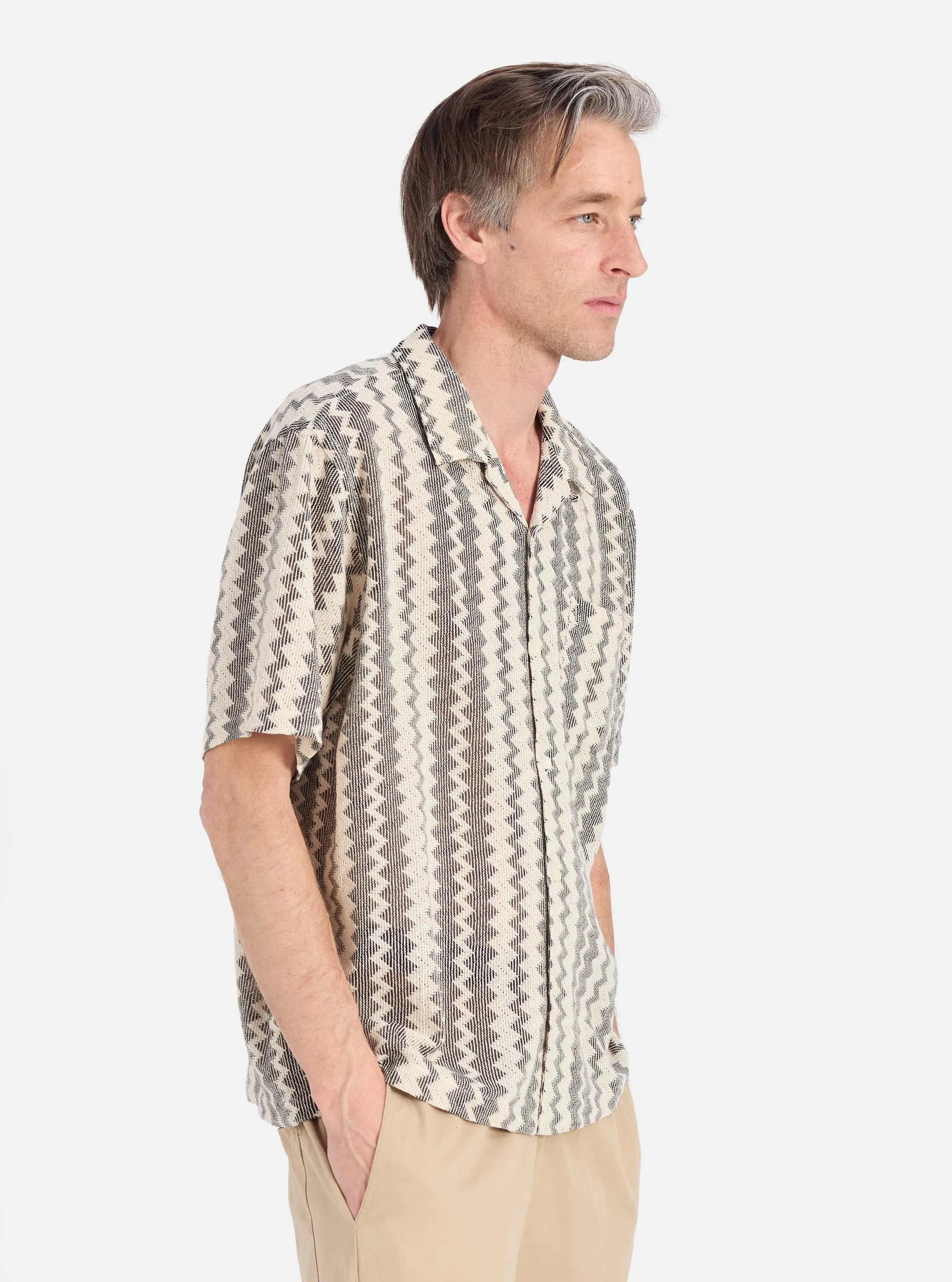 Charcoal Cotton Lattice Road Shirt sold by Universal Works product image thumbnail 2