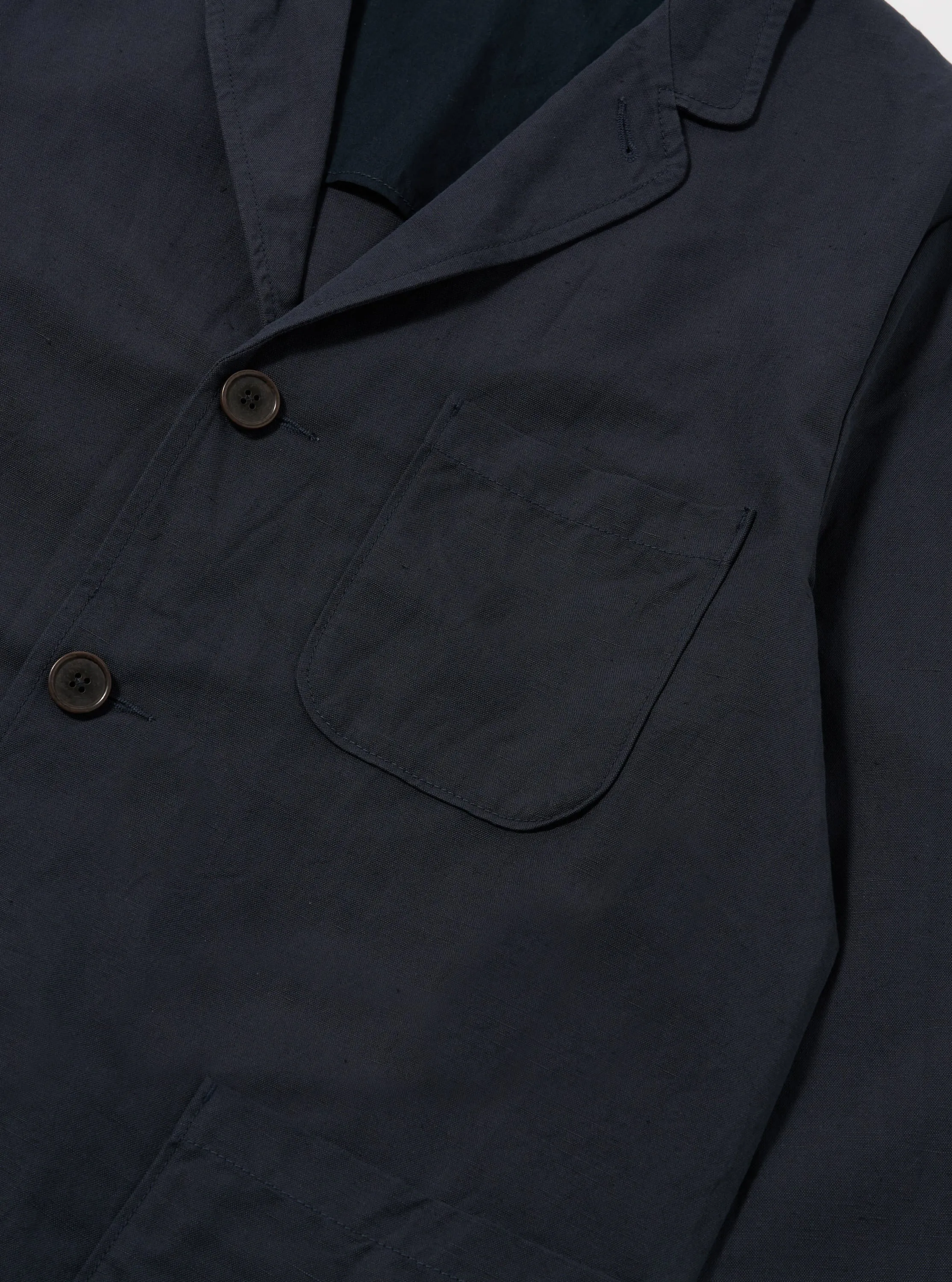 Navy Linen Slub Weave Three Button Jacket sold by Universal Works product image thumbnail 5