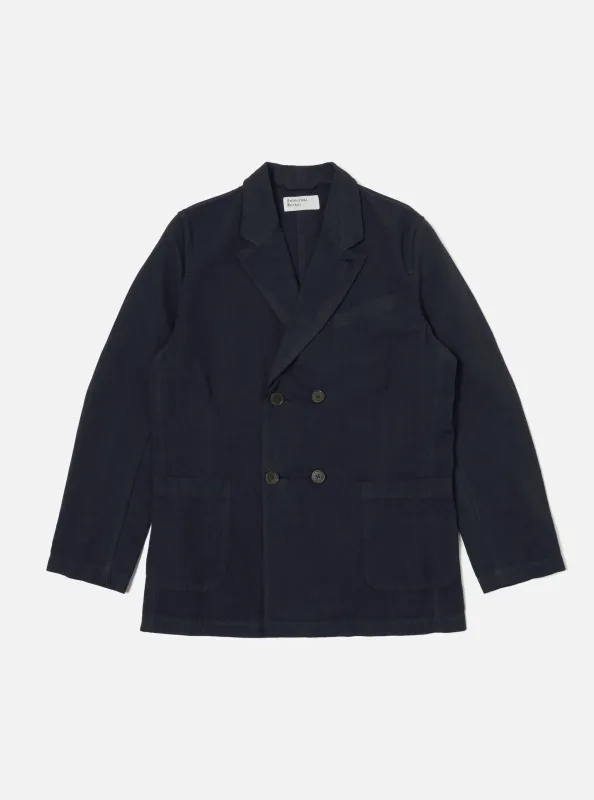 Navy Linen Slub Weave Manor Jacket made by Universal Works