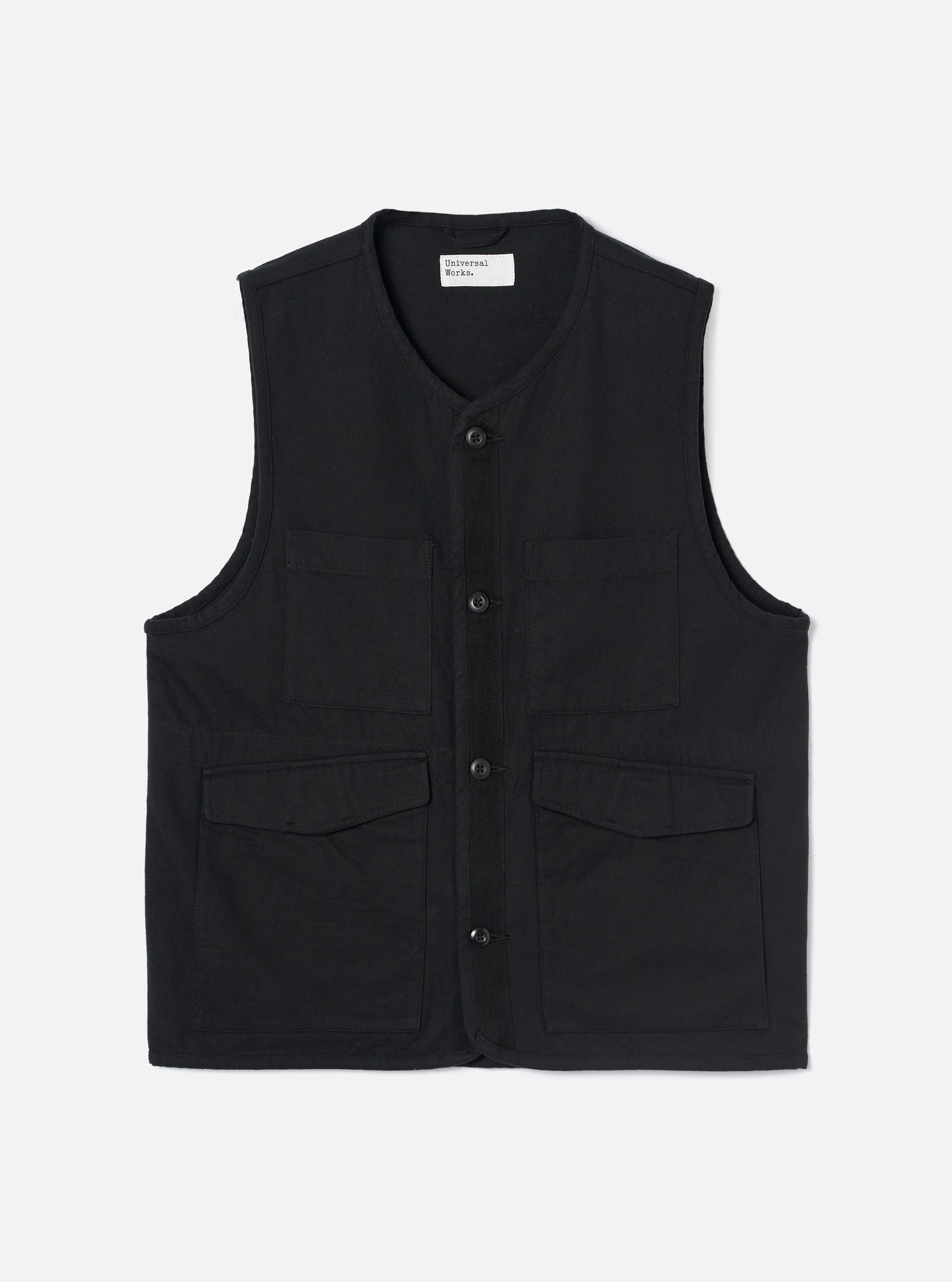 Black Brushed Moleskin 4 Pocket Gilet sold by Universal Works
