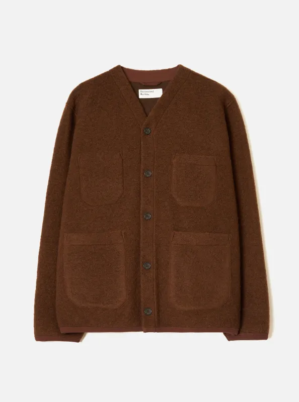 Cacao Wool Fleece Cardigan made by Universal Works