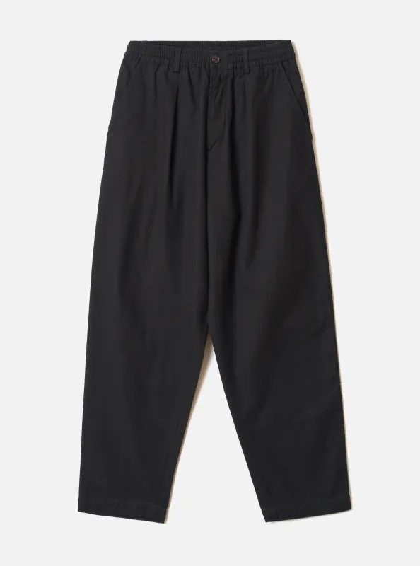 Black Brushed Moleskin Pleated Track Pant made by Universal Works