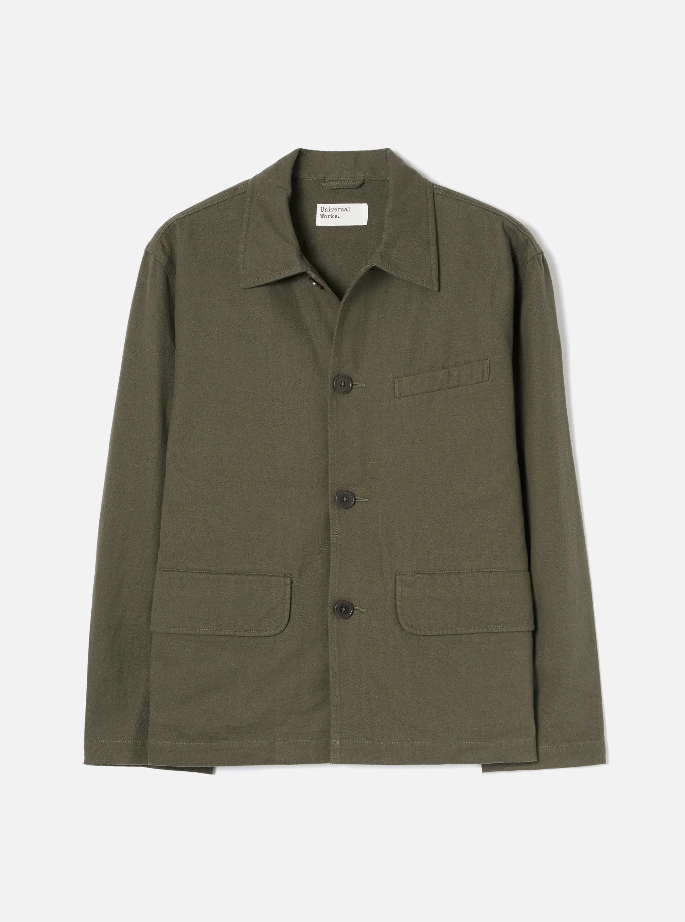 Olive Brushed Moleskin Franck Jacket sold by Universal Works