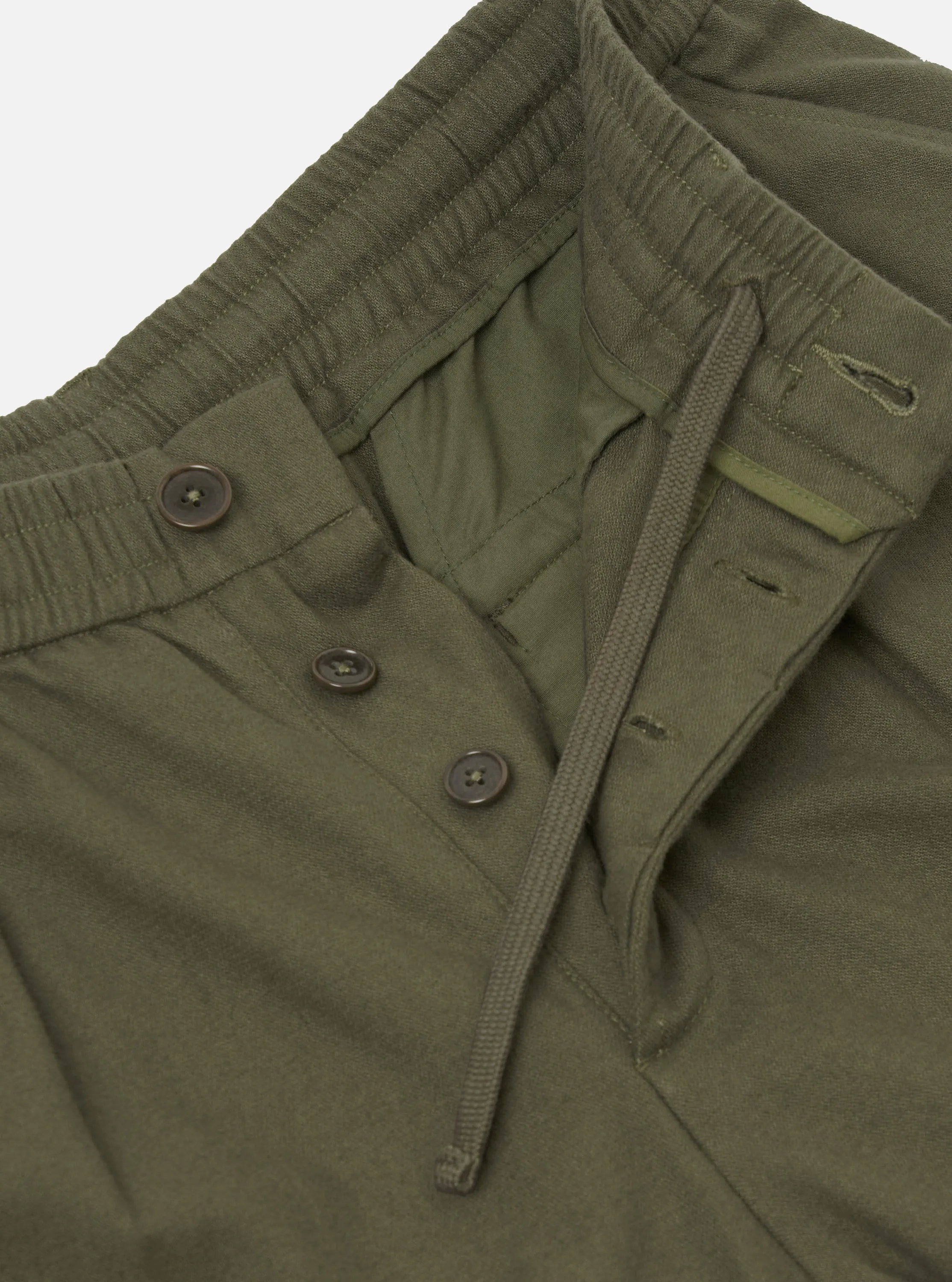 Olive Brushed Moleskin Pleated Track Pant sold by Universal Works product image thumbnail 4