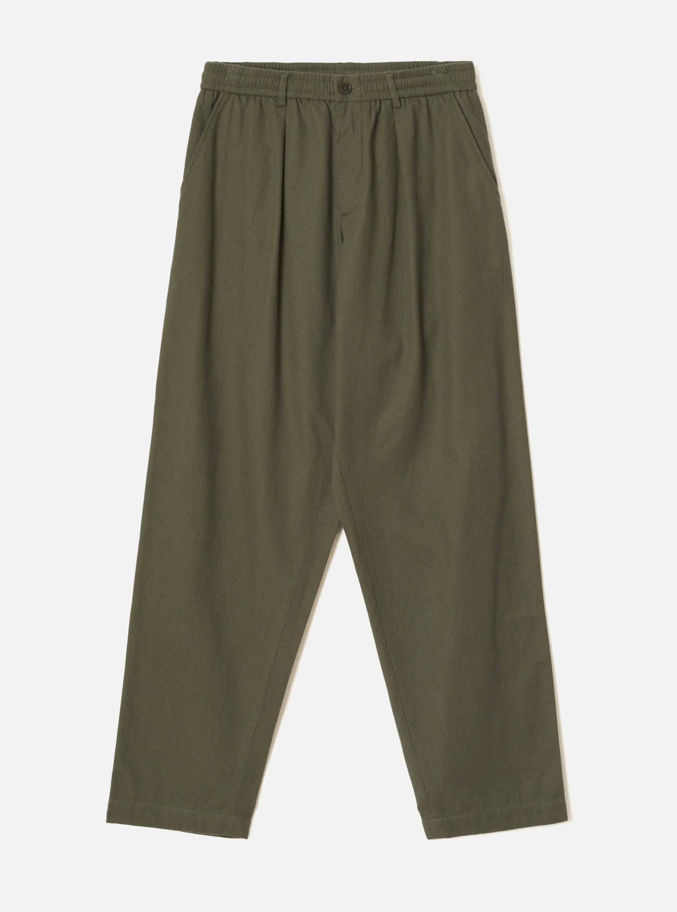 Olive Brushed Moleskin Pleated Track Pant sold by Universal Works