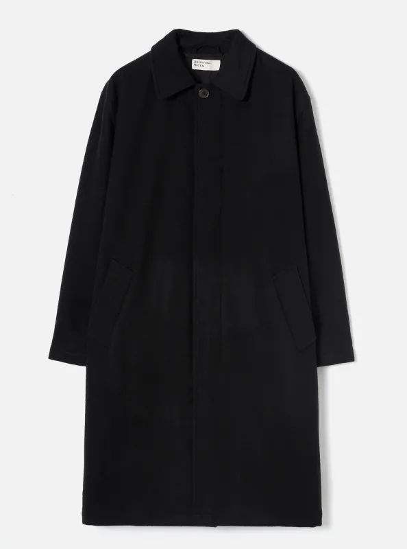 Black Mowbray Mac Coat made by Universal Works