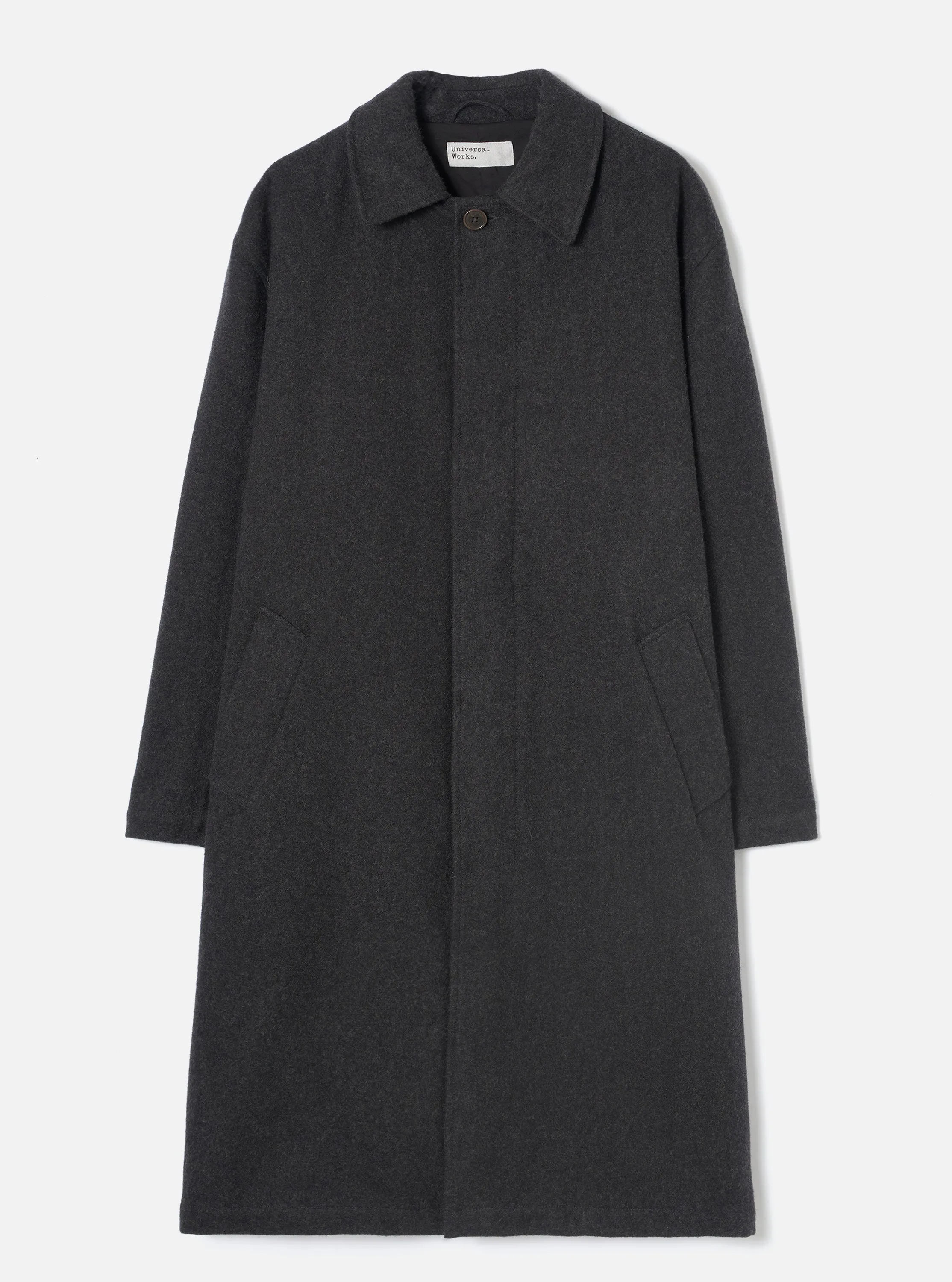 Grey Marl Mowbray Mac Coat sold by Universal Works