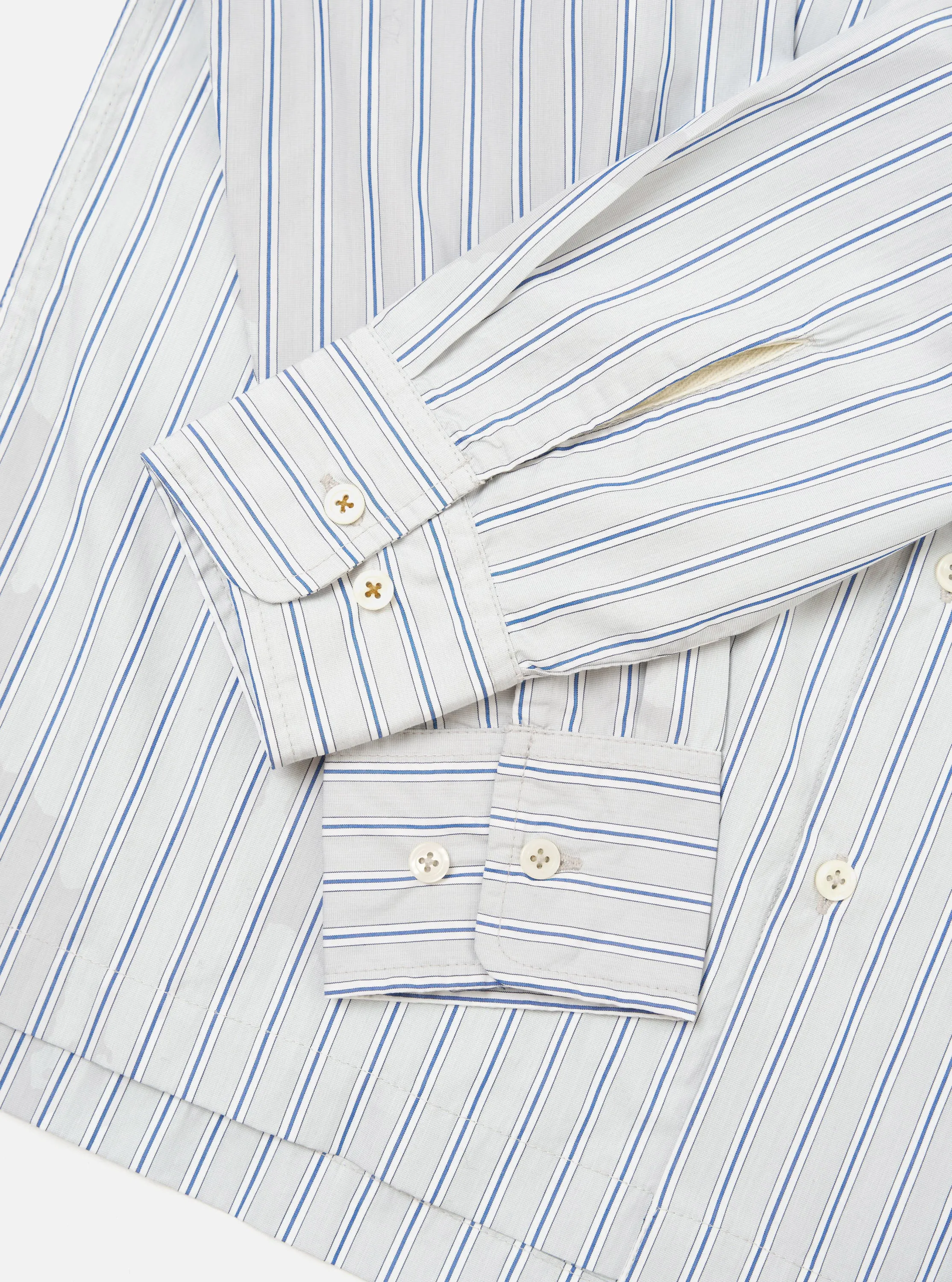 Grey Stripe Refab Compact Cotton Lucky Shirt sold by Universal Works product image thumbnail 4