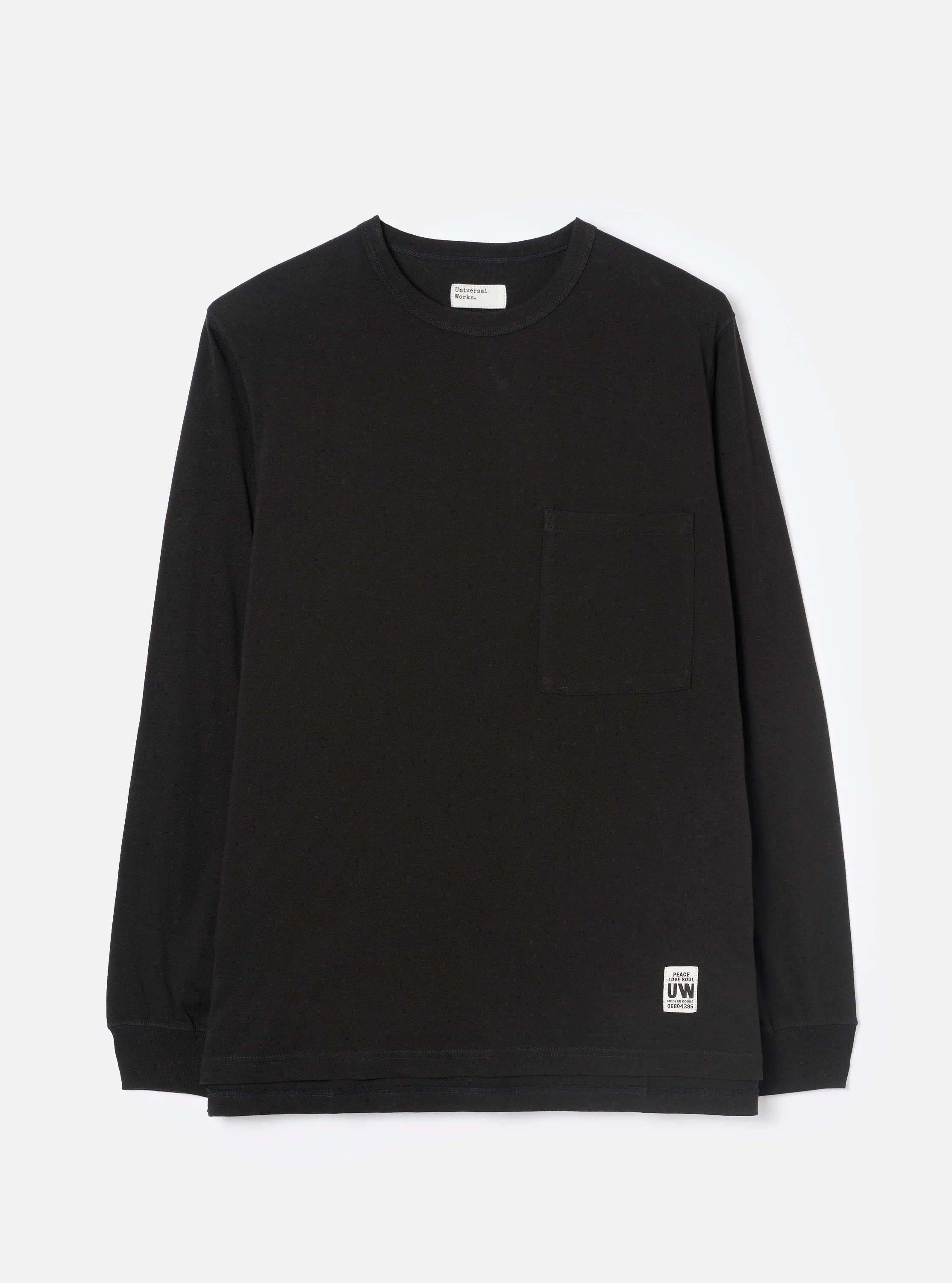 Black Single Jersey L/S Core Pocket Tee sold by Universal Works