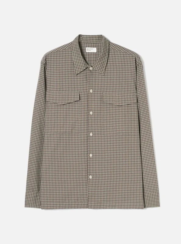 Sand/Olive Parker Check Attendant Shirt made by Universal Works