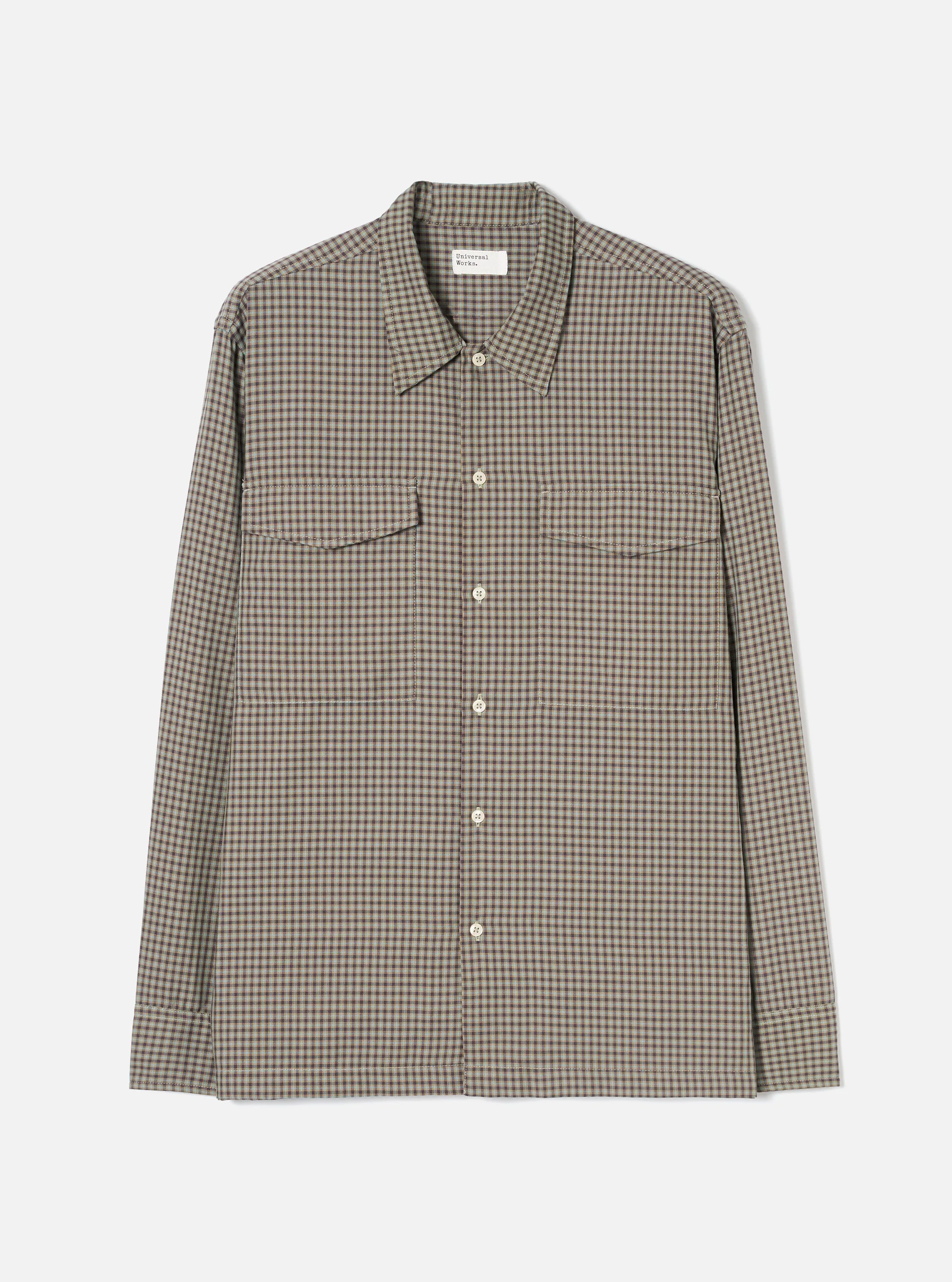 Sand/Olive Parker Check Attendant Shirt sold by Universal Works