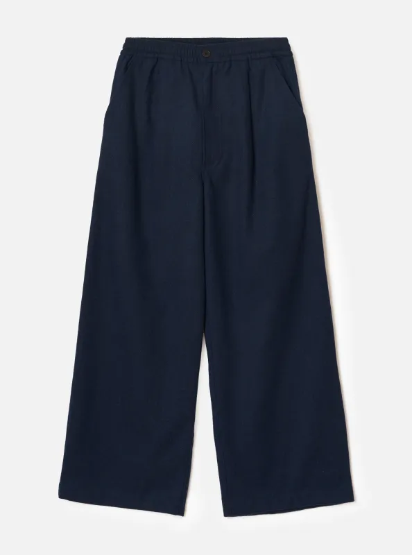 Navy Wool Herringbone Gillespie Pant made by Universal Works