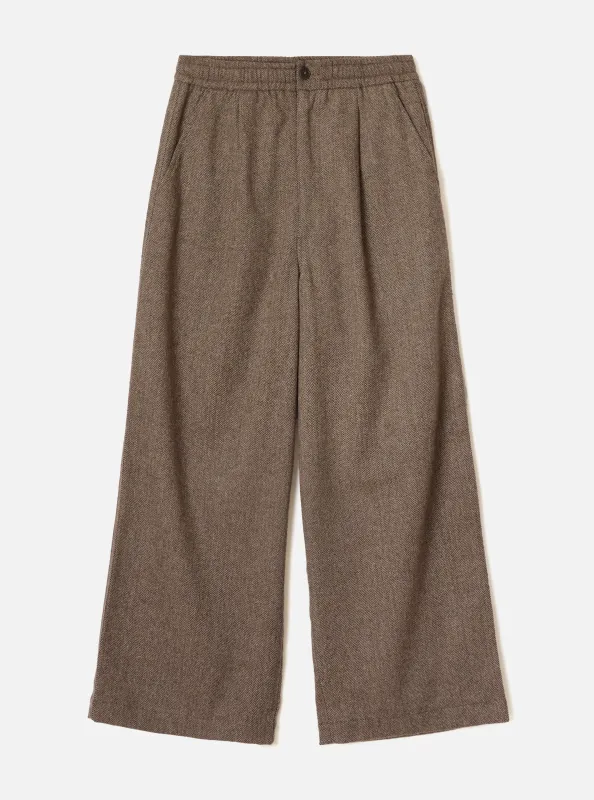 Brown Wool Herringbone Gillespie Pant made by Universal Works