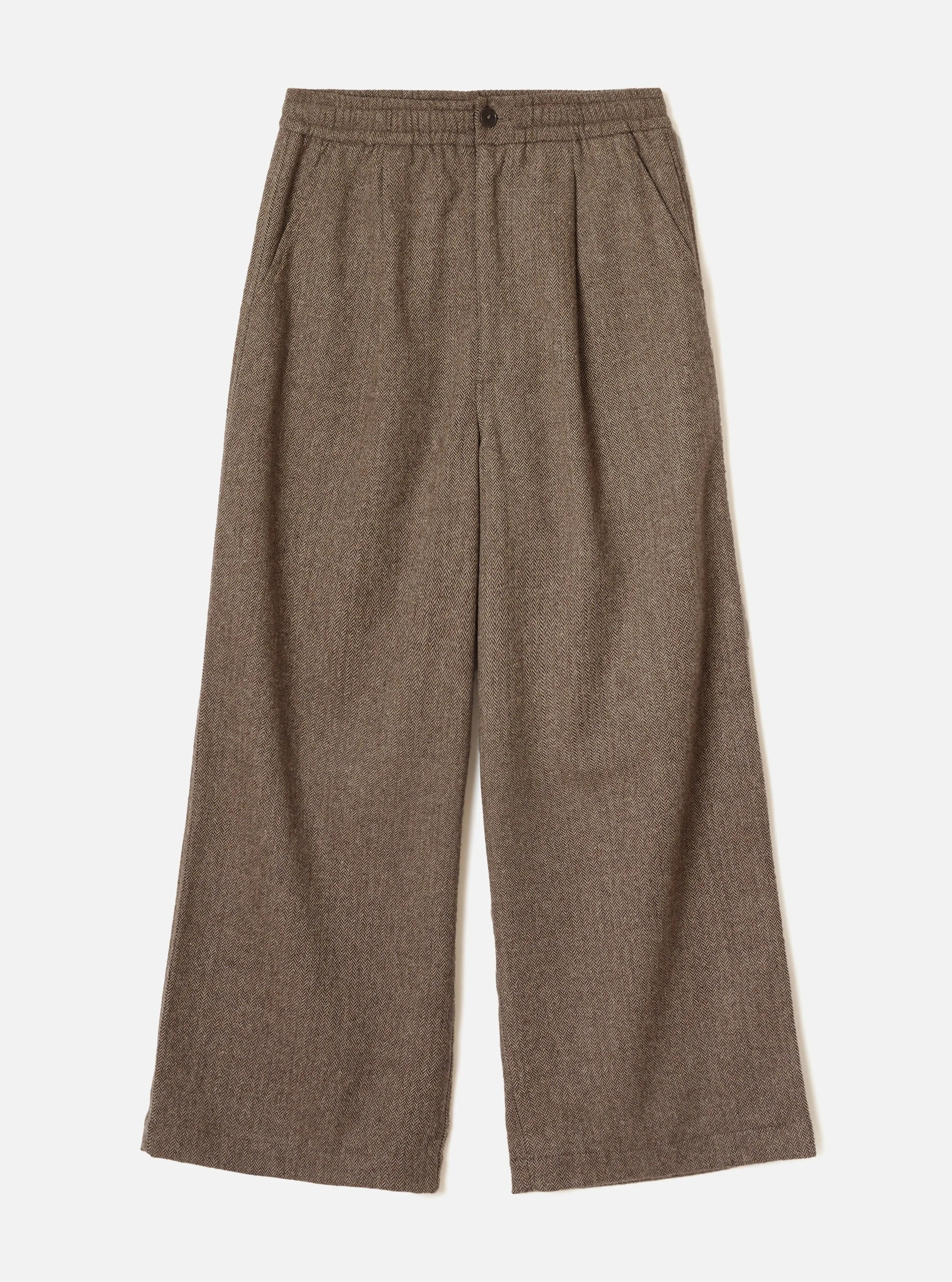 Brown Wool Herringbone Gillespie Pant sold by Universal Works