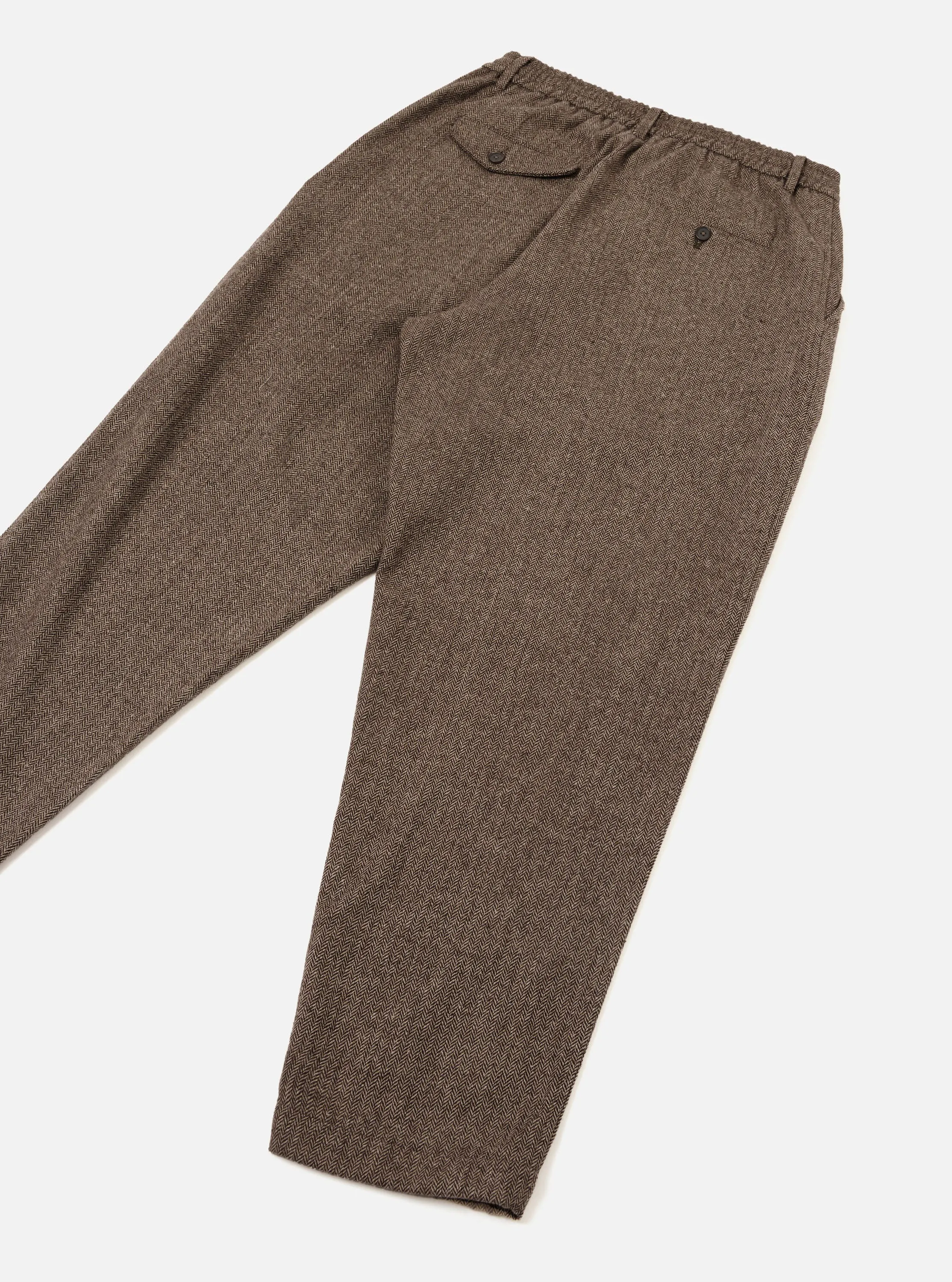 Brown Wool Herringbone Pleated Track Pant sold by Universal Works product image thumbnail 3
