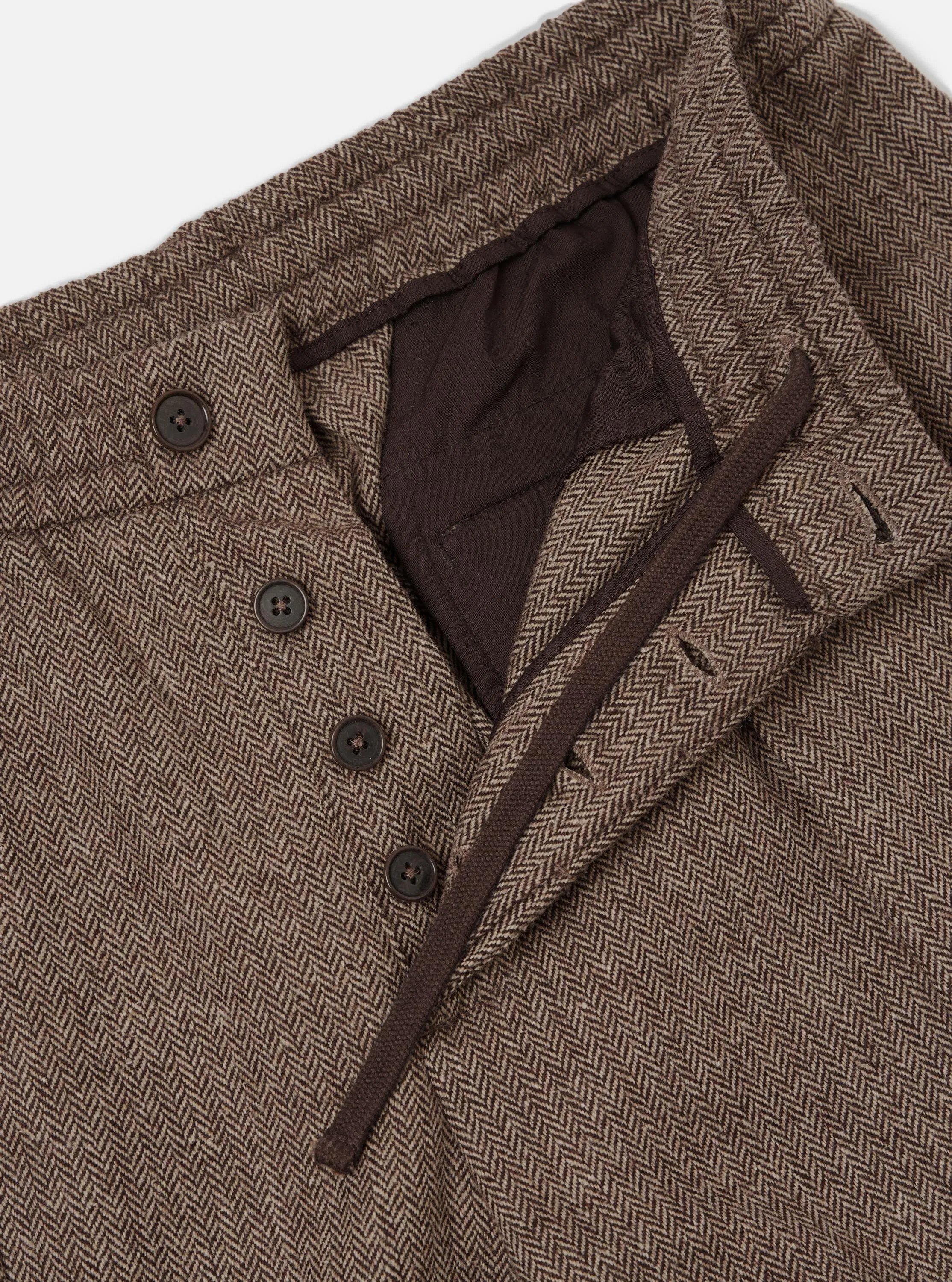 Brown Wool Herringbone Pleated Track Pant sold by Universal Works product image thumbnail 4