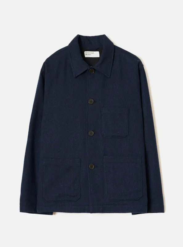 Navy Wool Herringbone Ives Jacket made by Universal Works