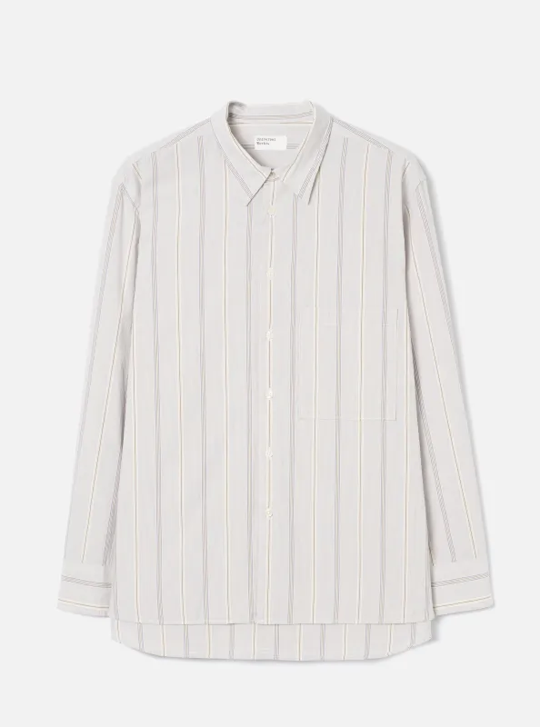 Dove Monk Organic Stripe Square Pocket Shirt made by Universal Works
