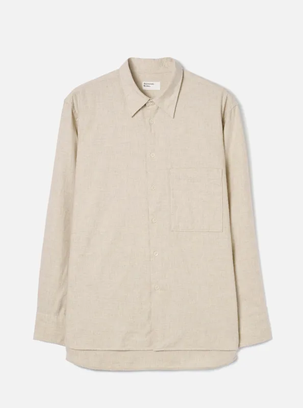 Ecru Brushed Flannel Square Pocket Shirt made by Universal Works