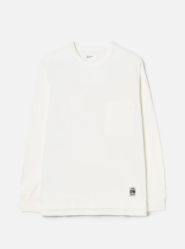 Ecru Single Jersey L/S Core Pocket Tee made by Universal Works