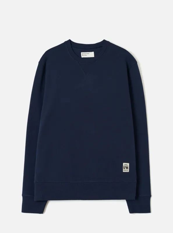 Navy Brush Back Sweat Core Sweatshirt made by Universal Works