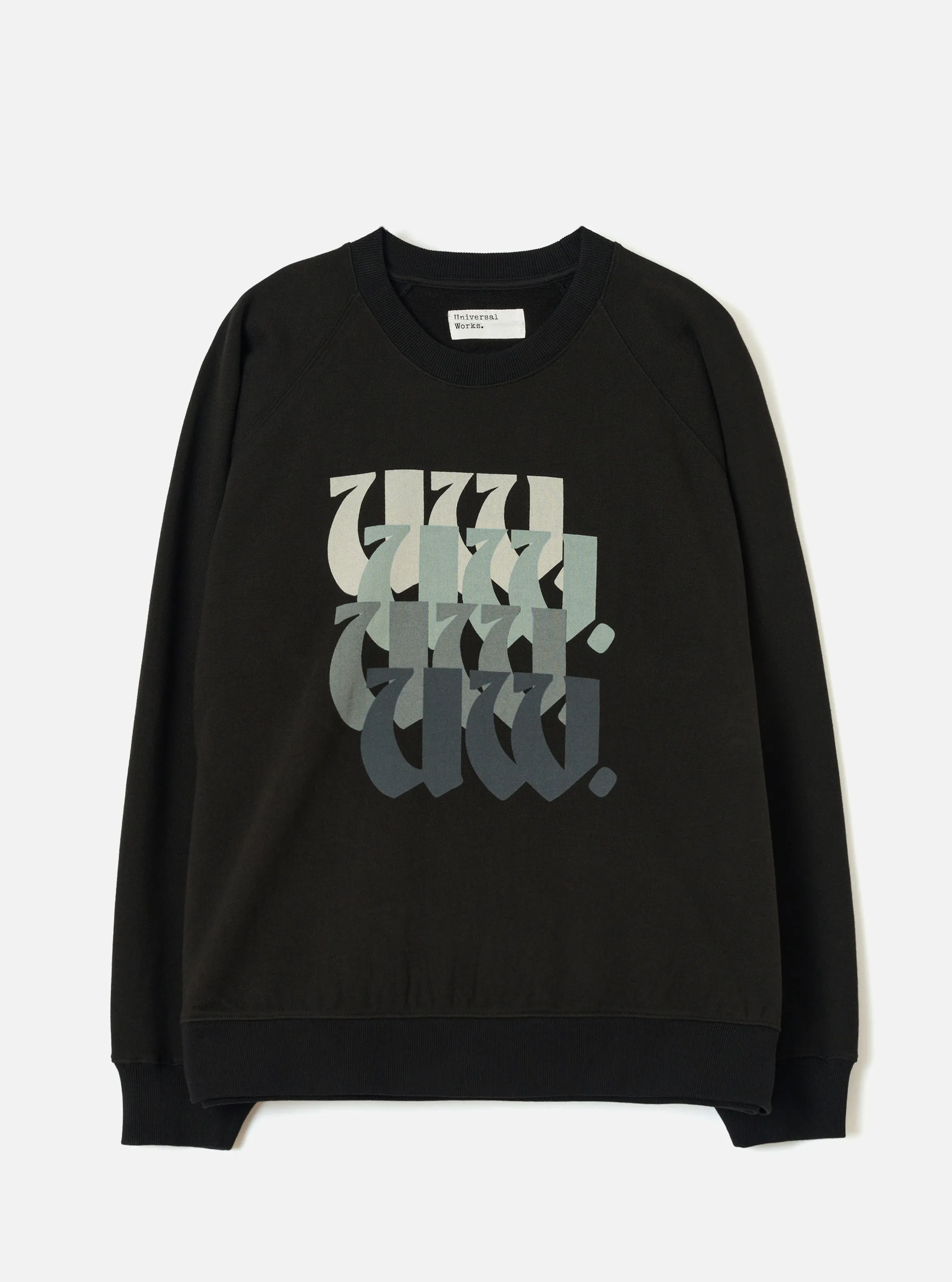 Black Brush Back Sweat UW UW Print Raglan Sweatshirt sold by Universal Works