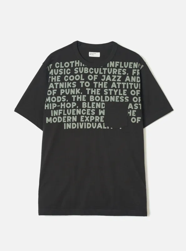 Black Single Jersey Jazz Cool Of Jazz Core Pocket Tee made by Universal Works