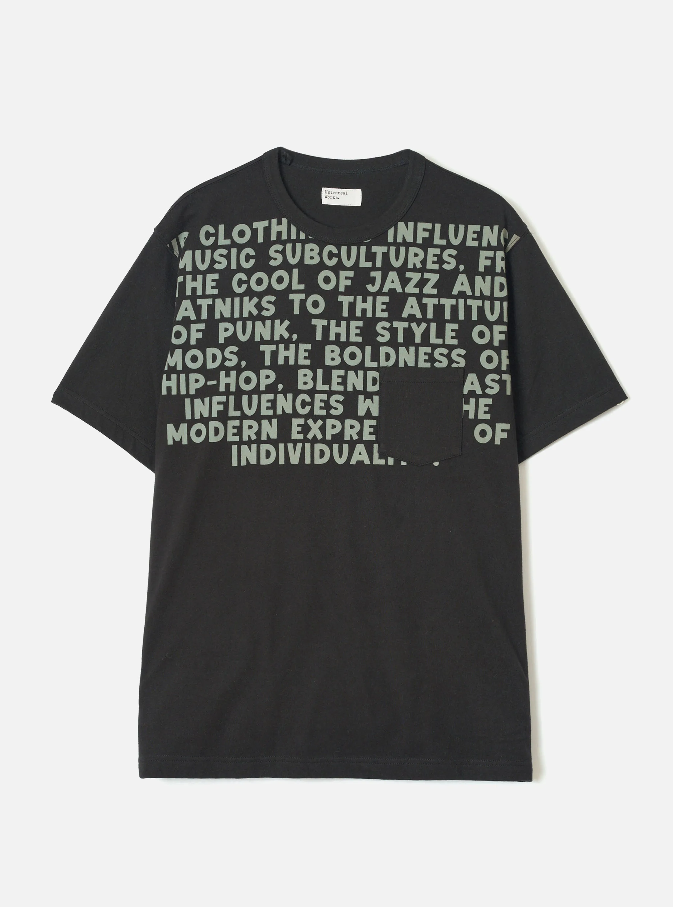 Black Single Jersey Jazz Cool Of Jazz Core Pocket Tee sold by Universal Works