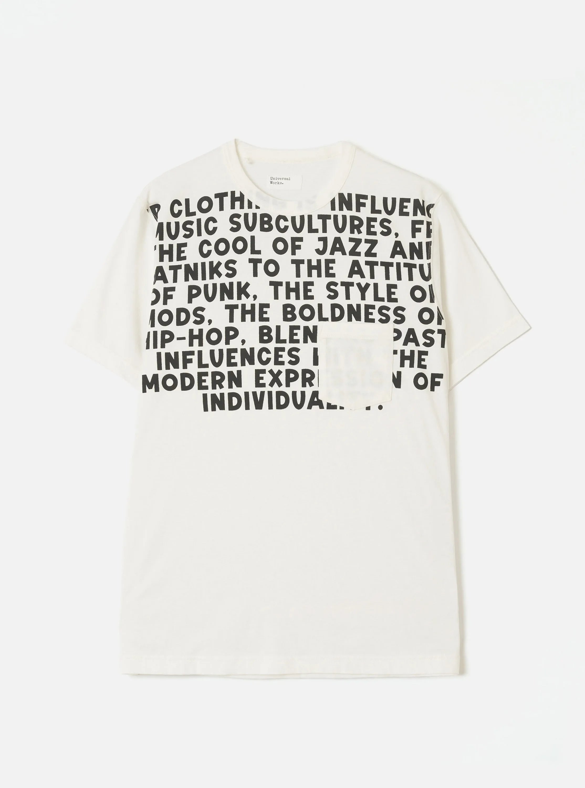 Ecru Single Jersey Jazz Cool Of Jazz Core Pocket Tee sold by Universal Works