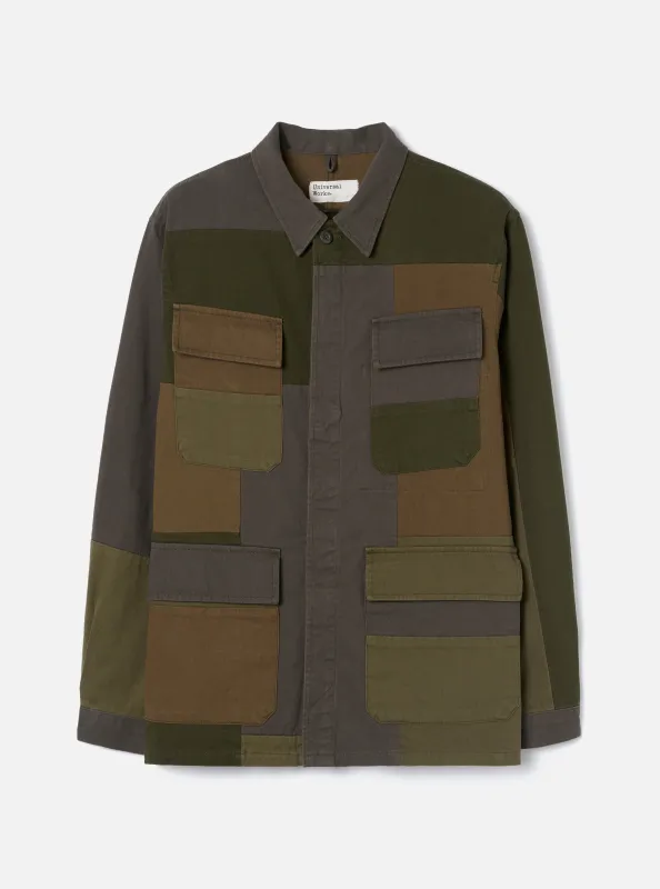 Olive Patchwork Twill MW Fatigue Jacket made by Universal Works