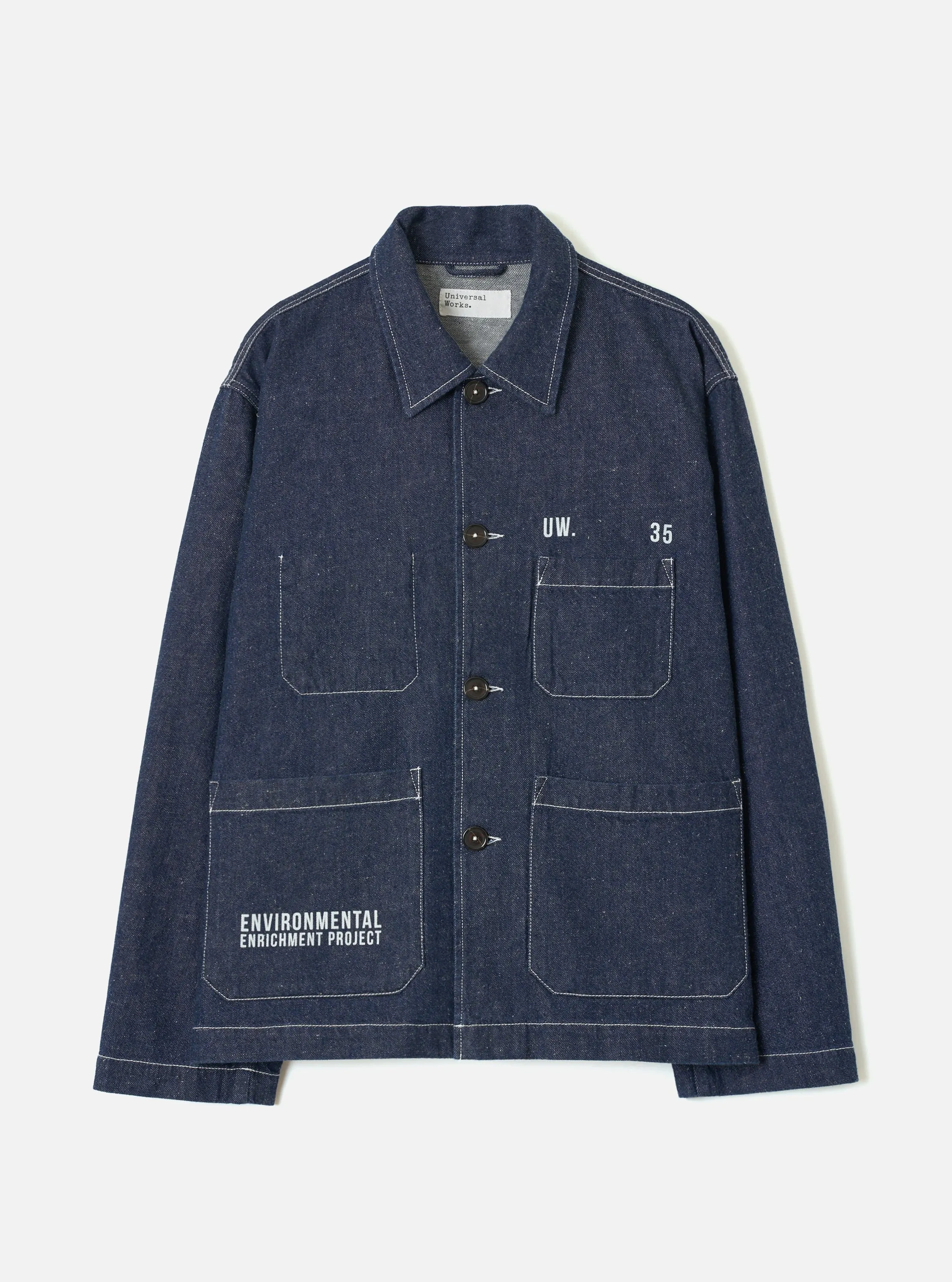 Indigo Future Denim Patch Ives Jacket sold by Universal Works