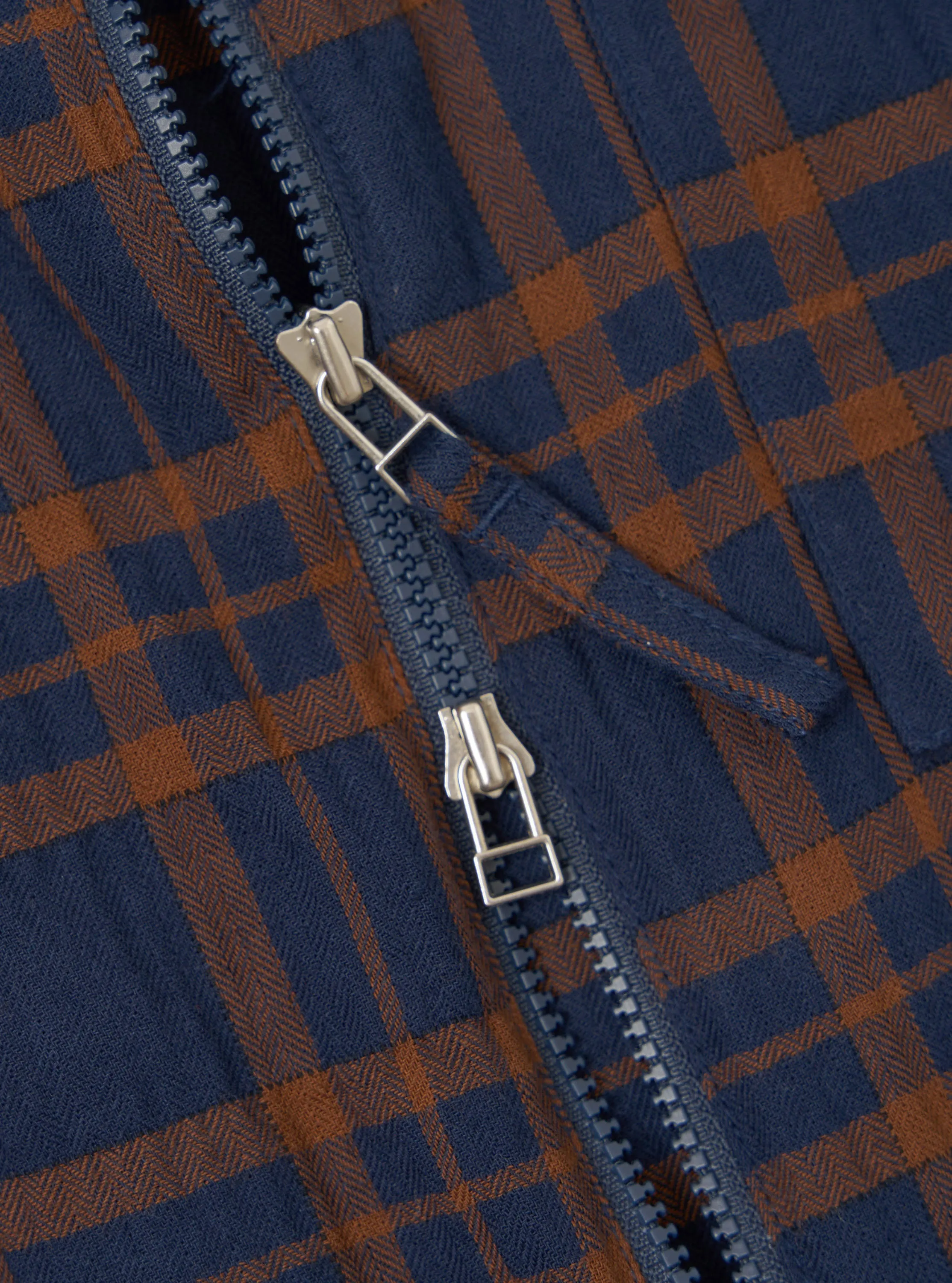 Navy/Brown Young Check Zip Shirt sold by Universal Works product image thumbnail 4