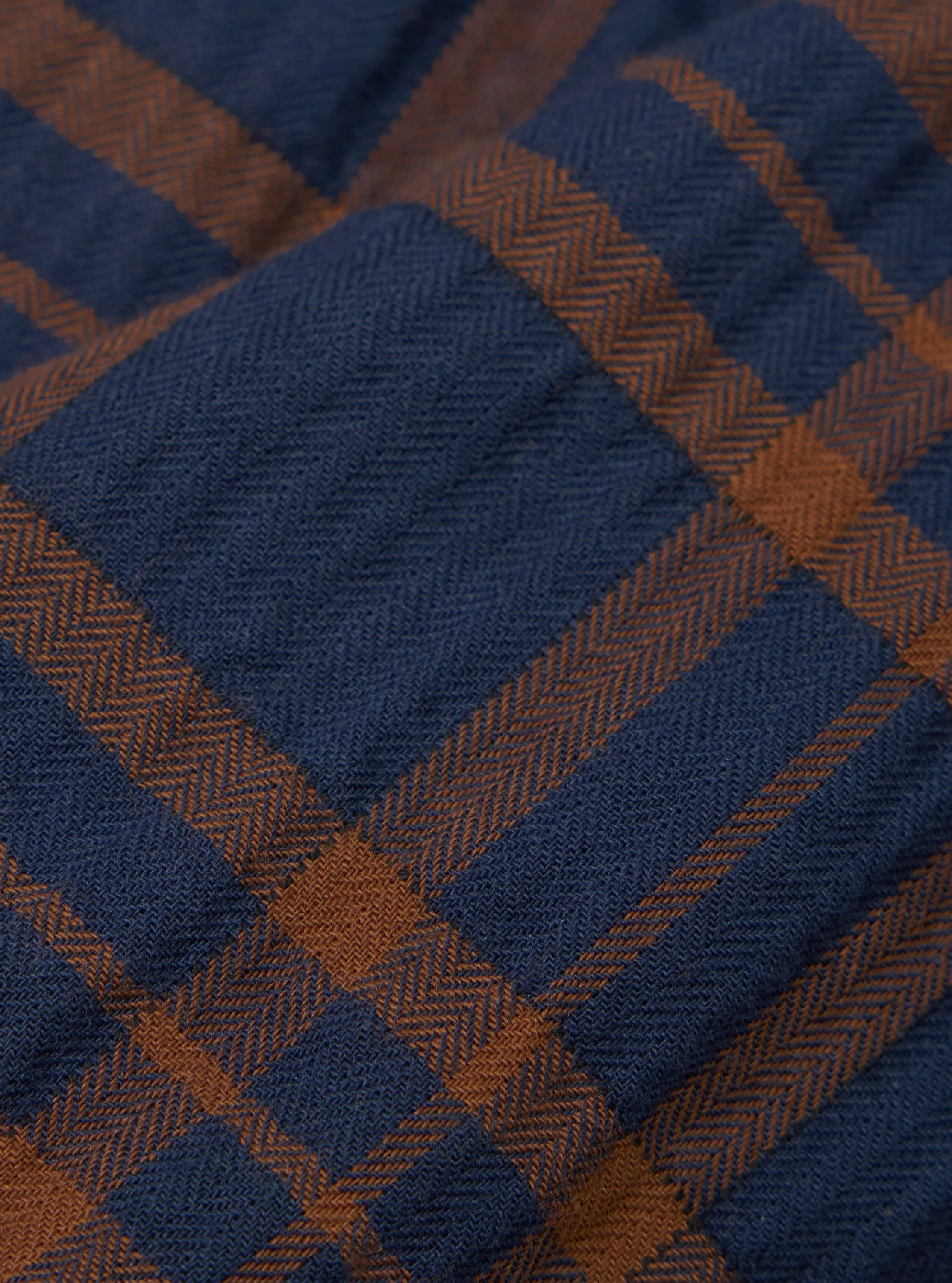 Navy/Brown Young Check Zip Shirt sold by Universal Works product image thumbnail 2
