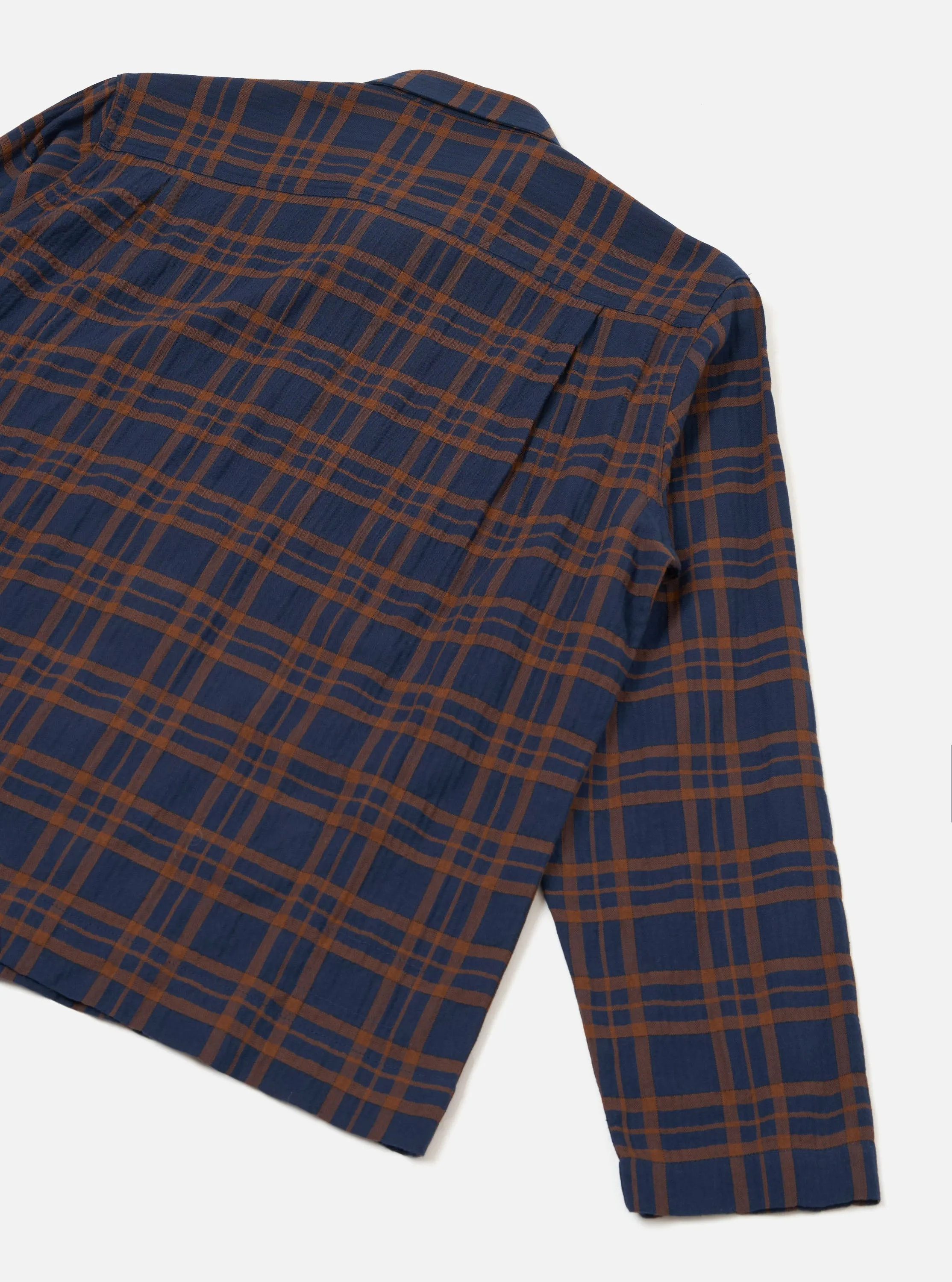 Navy/Brown Young Check Zip Shirt sold by Universal Works product image thumbnail 3